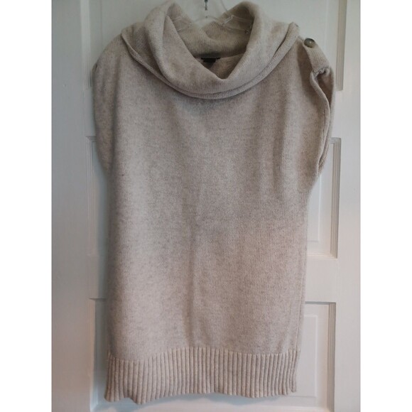 Ann Taylor oatmeal sleeveless cowlneck tunic sweater M neutral minimalist casual - Picture 1 of 9